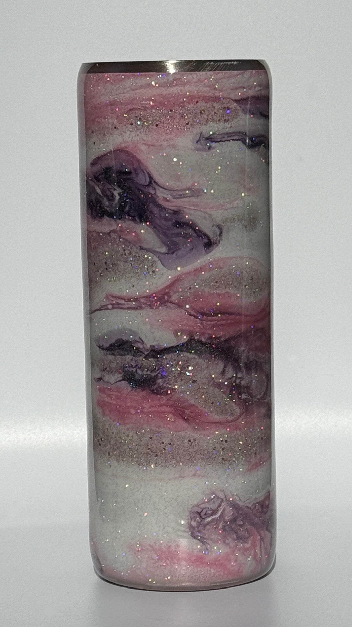 Pink and Purple Swirl Alcohol Ink Epoxy 20oz Drinking Tumbler