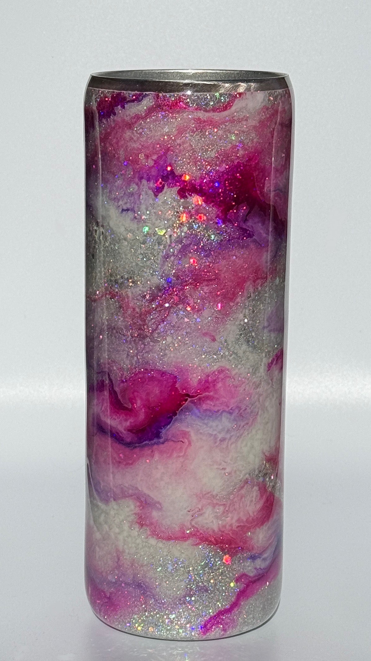 Pink and Purple Swirl Alcohol Ink Epoxy 20oz Drinking Tumbler